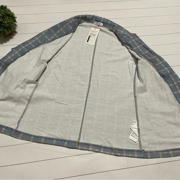 NWT Light Blue Gray Plaid Check Blazer Jacket Women’s Size Small - Picture 4 of 7